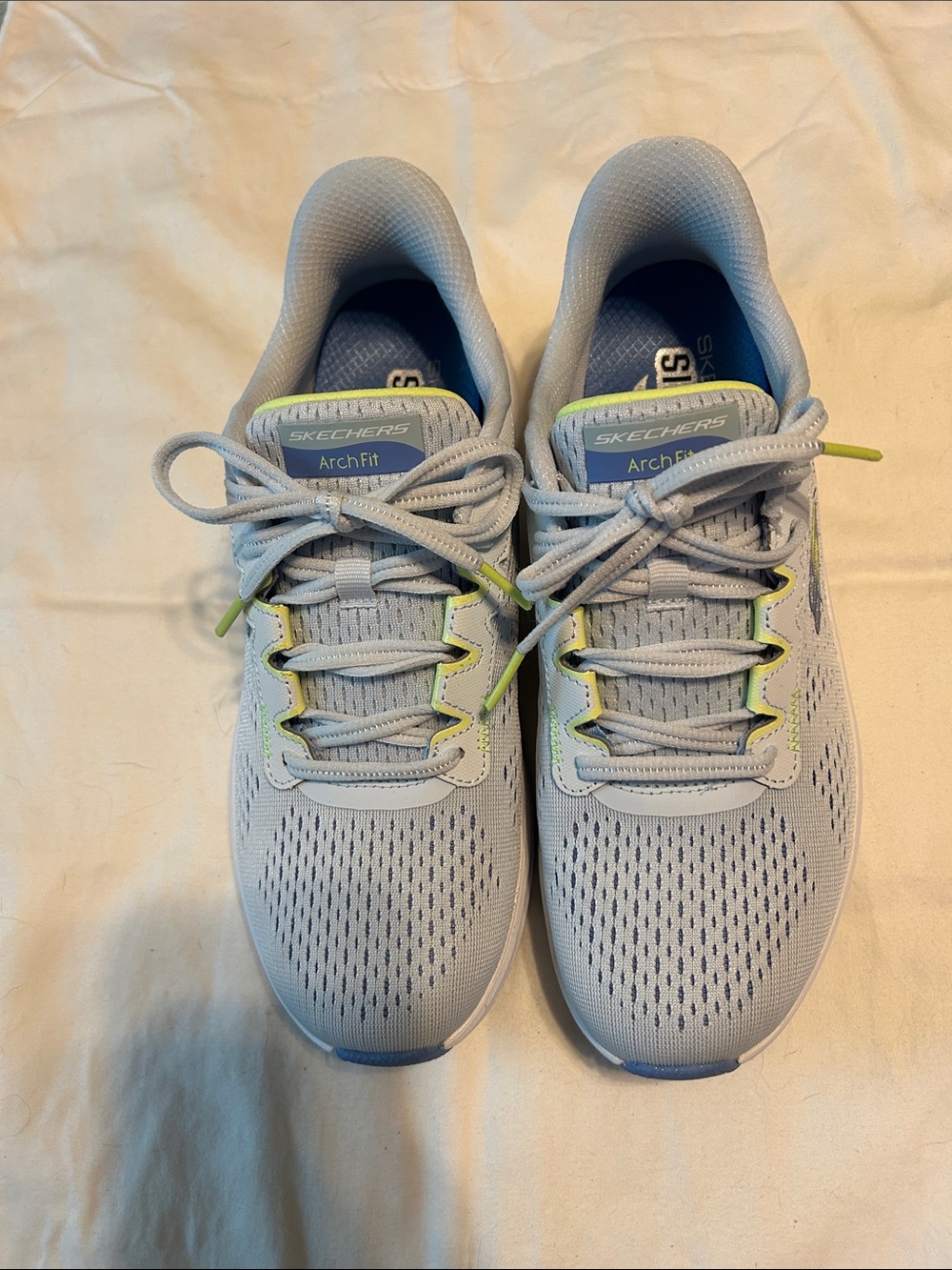 Skechers Archfit Slip-ins Light BlueAthletic Sneakers with Lime Accents